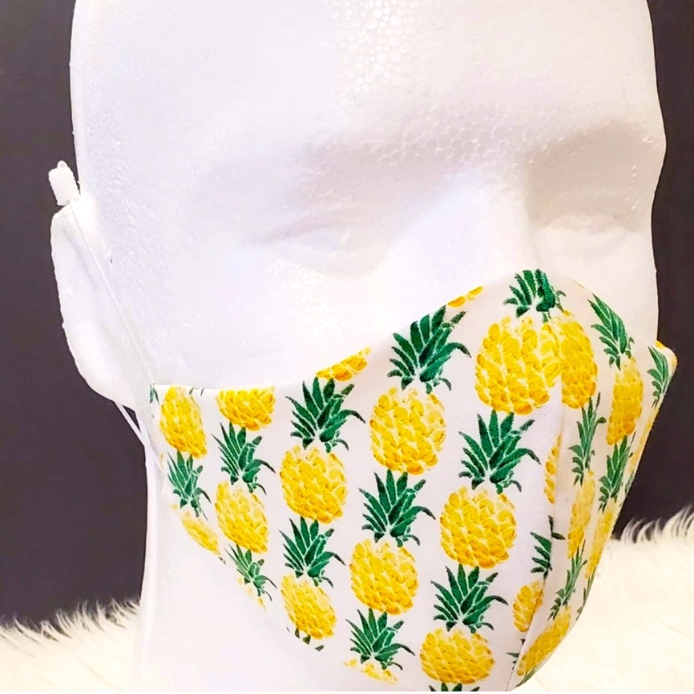 🍍White Face Mask With Pineappes Everywhere🍍